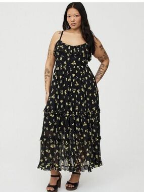 torrid Black Maxi Dress with Yellow Lemon Print